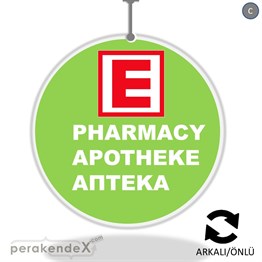 Pharmacy, Apotheke, Aπteka Yazısı DÖNKART -oval,çift yön baskıdön-kart
