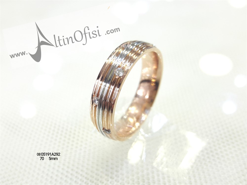 Taşlı Alyans 5mm Genişlik 14 ayar altın