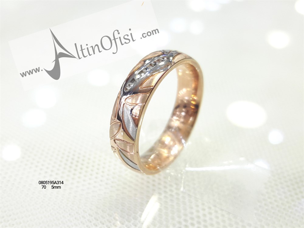 Taşlı Alyans 5mm Genişlik 14 ayar altın