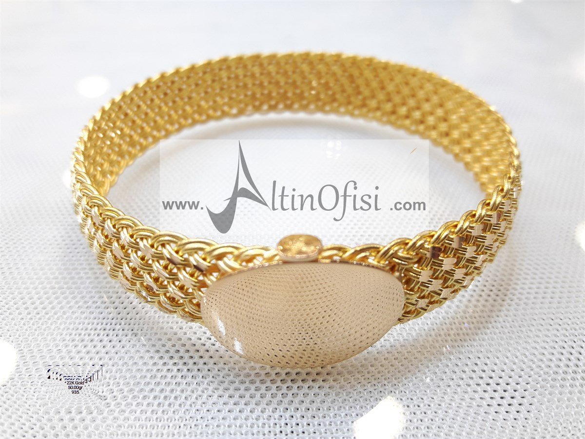 Kilitli Sepet Hasır Örgü Bilezik 50,00gr 22 Ayar