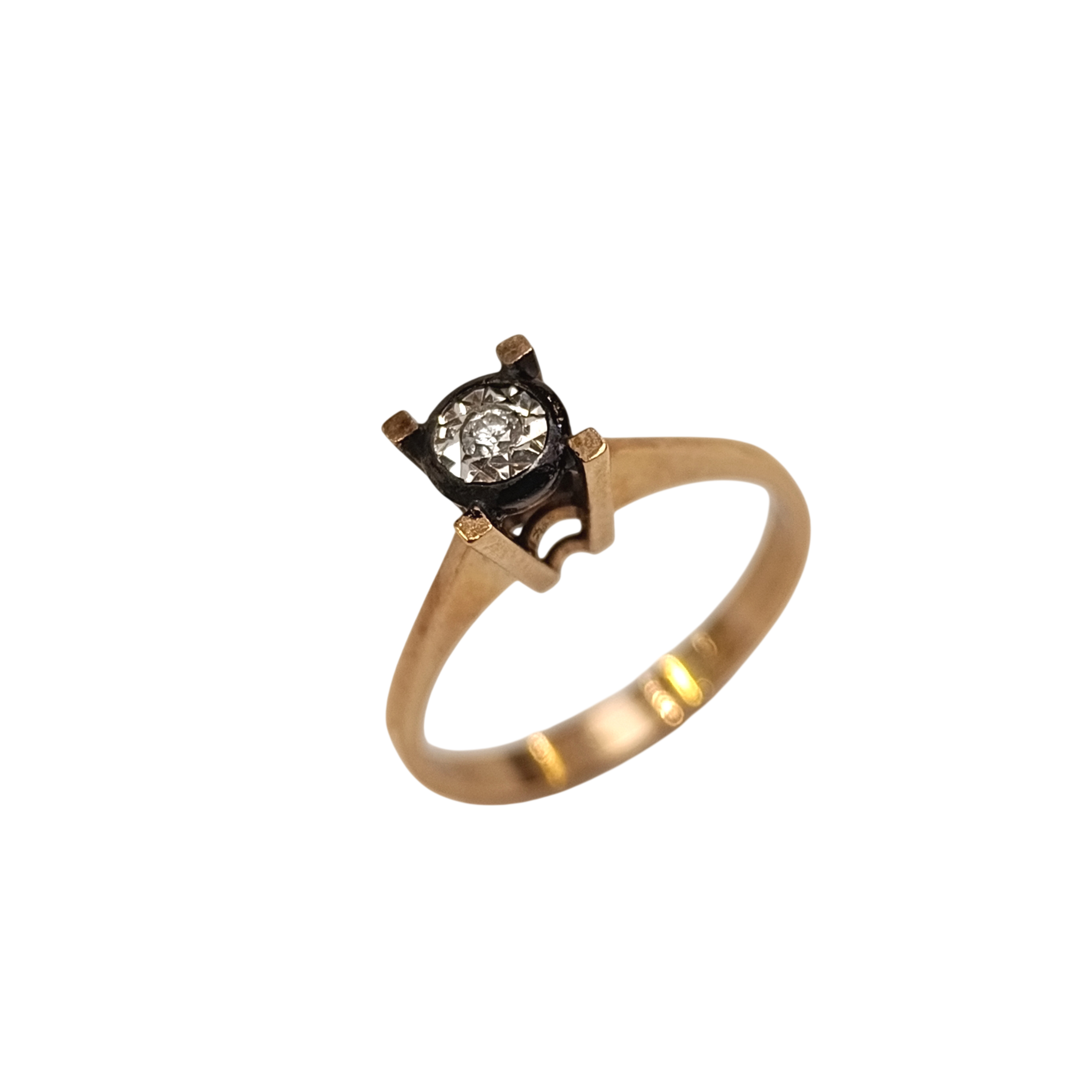 0.04ct Elmas Taşlı Efekli Tek Taş Yüzük 8 Ayar Altın HD videolu
