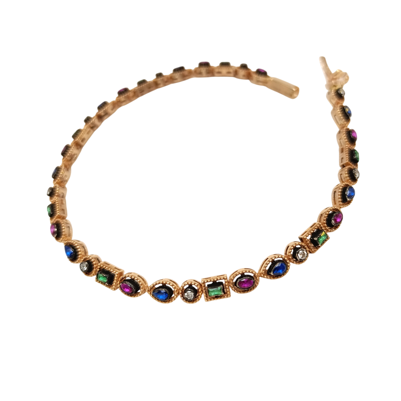 Elmas ve Renkli Taşlı Bileklik Künye 14 Ayar Altın HD videolu