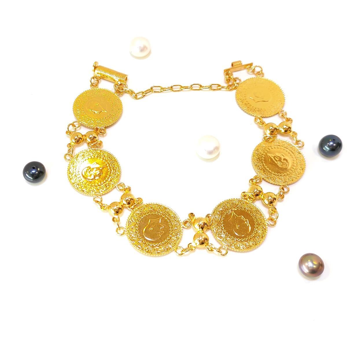 Çeyrekli Toplu Künye Bileklik  22 Ayar Altın 