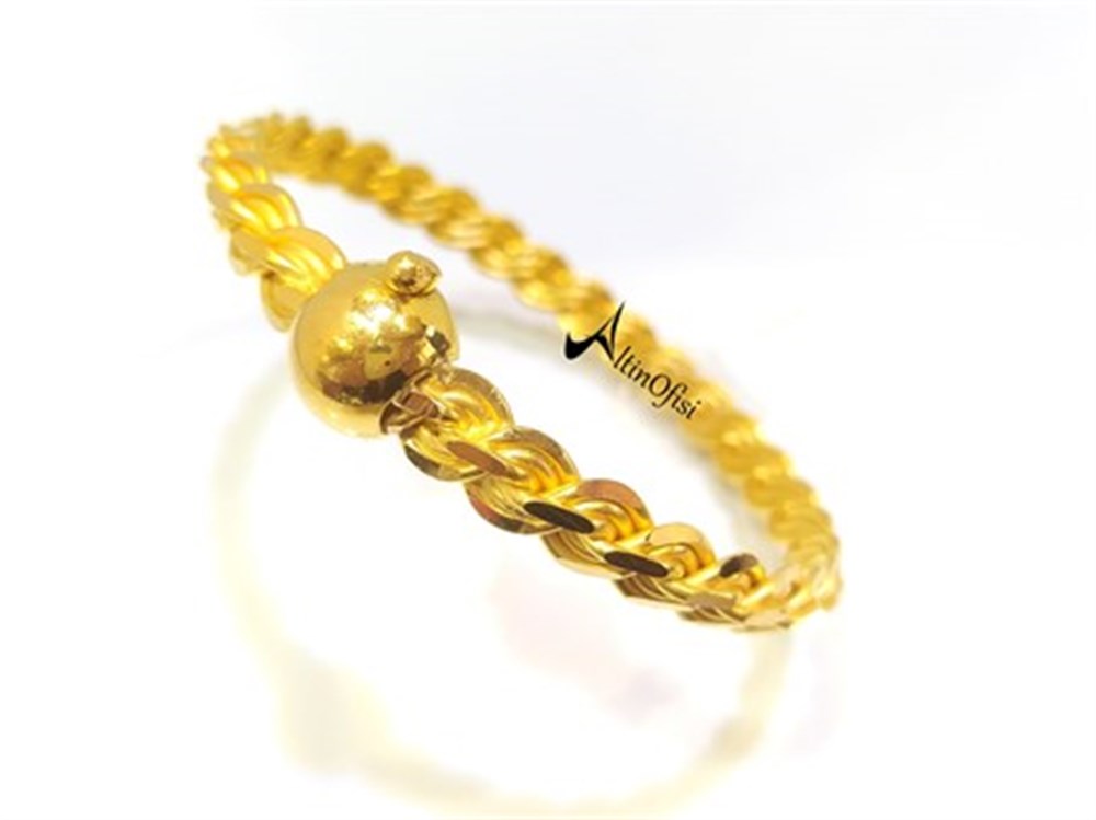 35gr Elmas Kırığı Kelepçe Bilezik 22 Ayar Altın Yatırım ve Tasarruf İçin