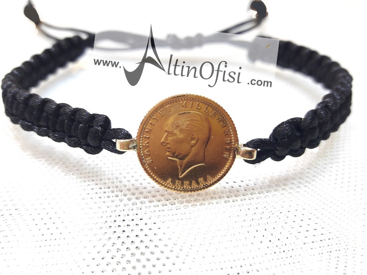 İpli Ata Çeyrek Bileklik SİYAH 22 Ayar altın