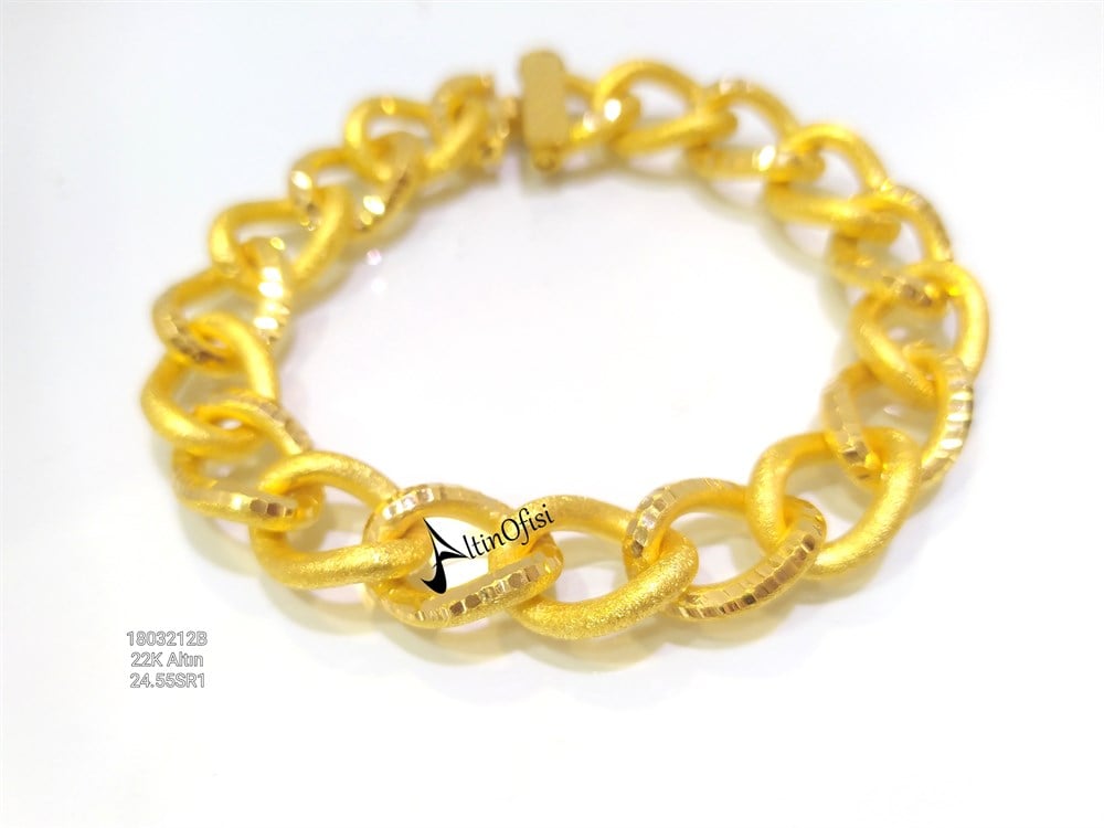 Uzay Yolu Zincir Künye Bileklik  22 Ayar Altın 