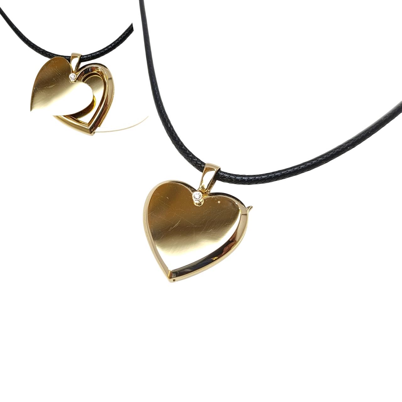 23mm Açılır Kalpli Resim Kutusu Kolye 14 Ayar Altın  HD VİDEOLU