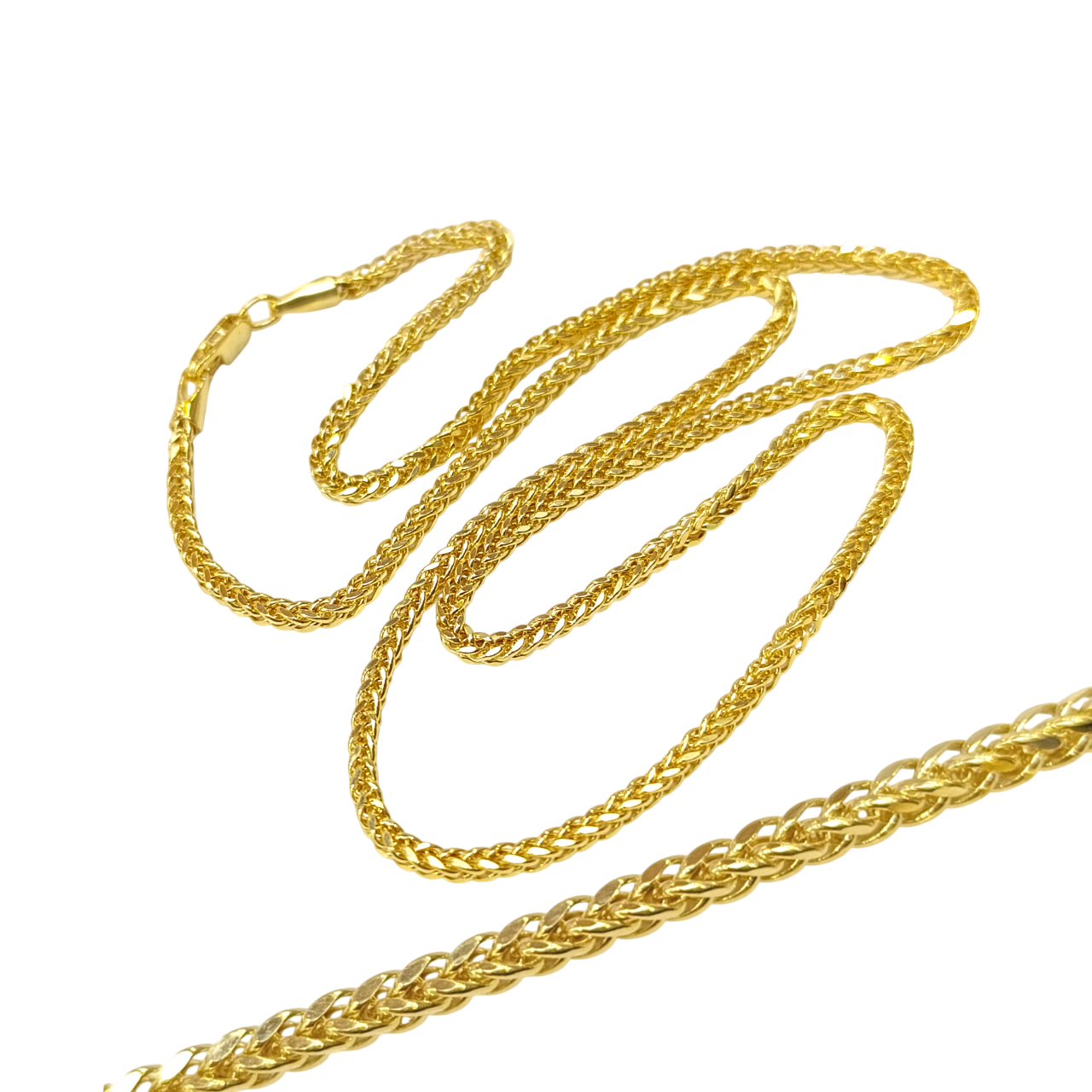 50cm Başak Örgü Zincir Kolye 14 Ayar Altın HD VİDEOLU