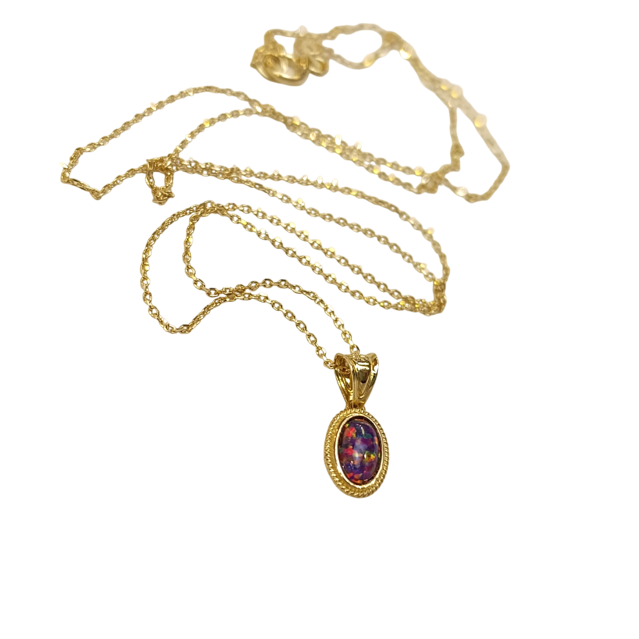 Ateş Opal Kolye 14 Ayar Altın HD VİDEOLU