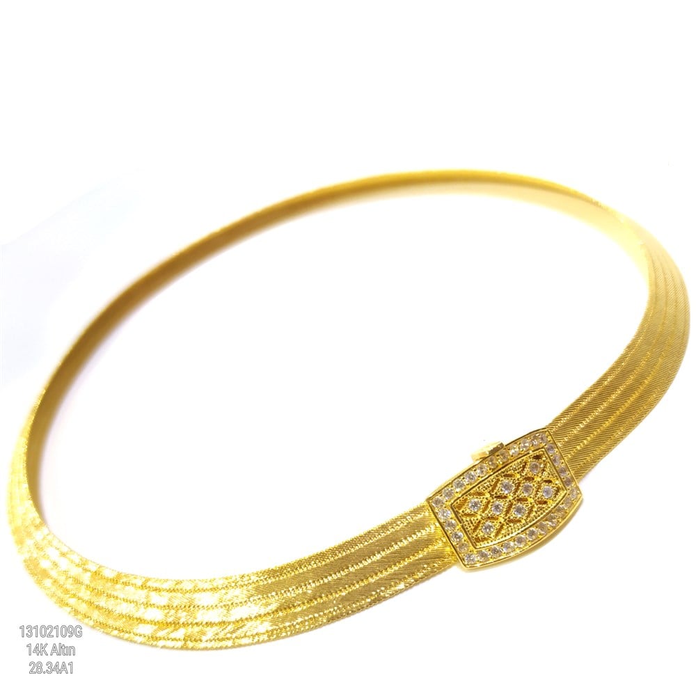 Bal Peteği Trabzon Hasırı Gerdanlık 14 Ayar Altın