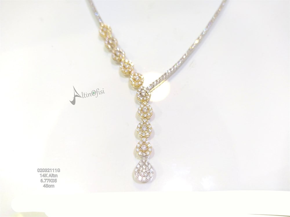 Damla Su Yolu Gerdanlık Kolye 14 AyAr Altın