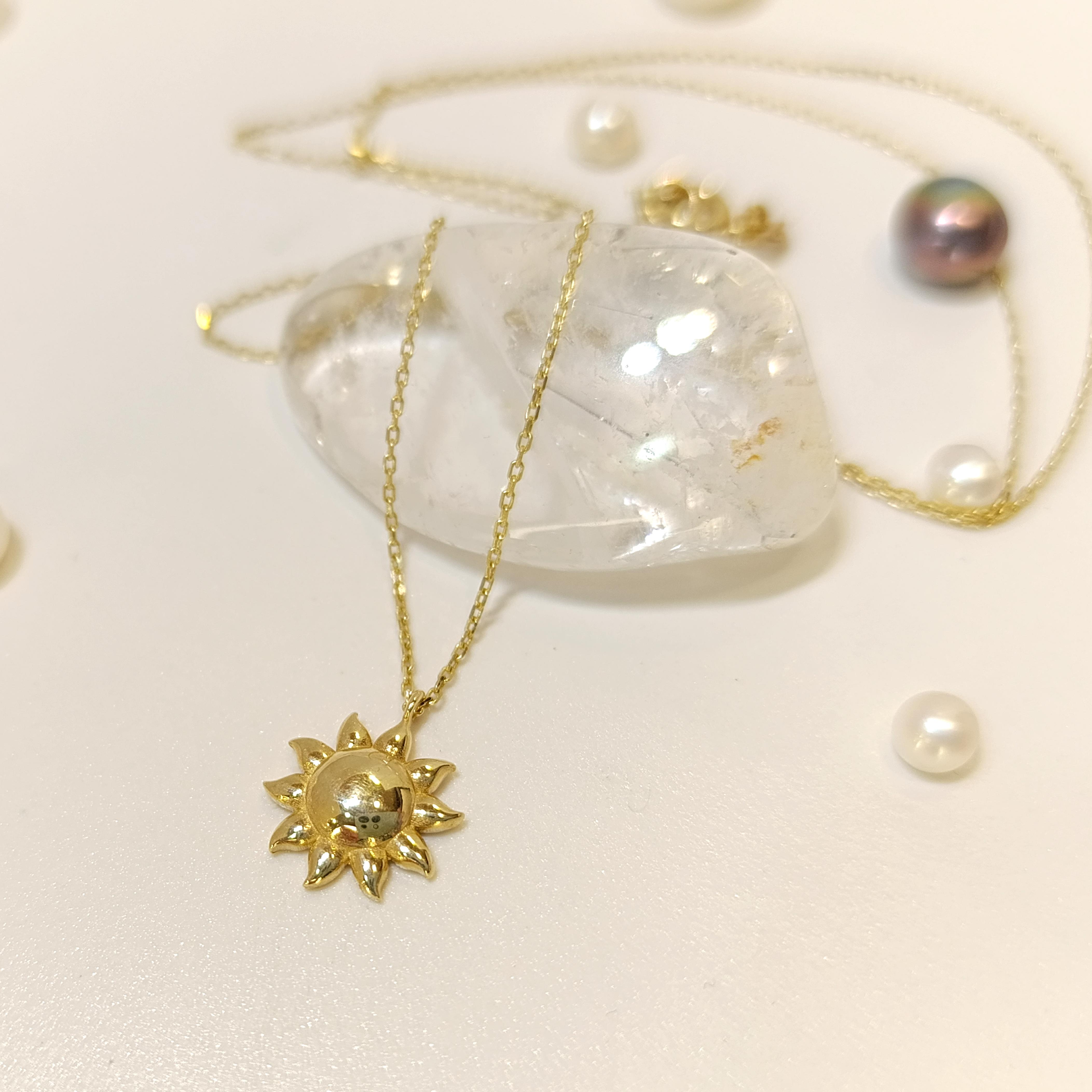 Güneş  Kolye 14 Ayar Altın HD VİDEOLU