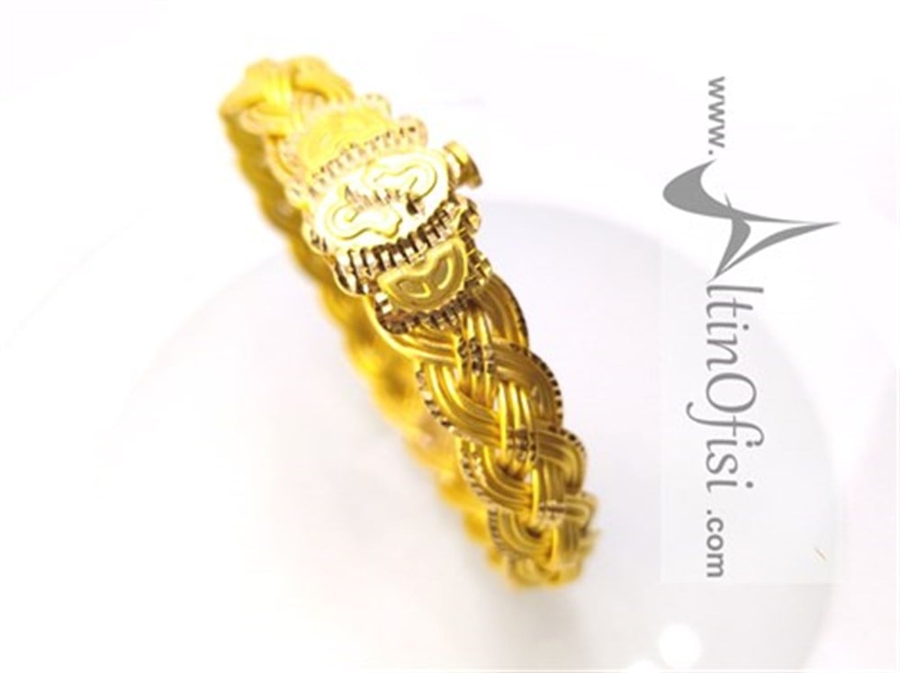 Saçörgüsü Kelepçe Bilezik 22 Ayar Altın