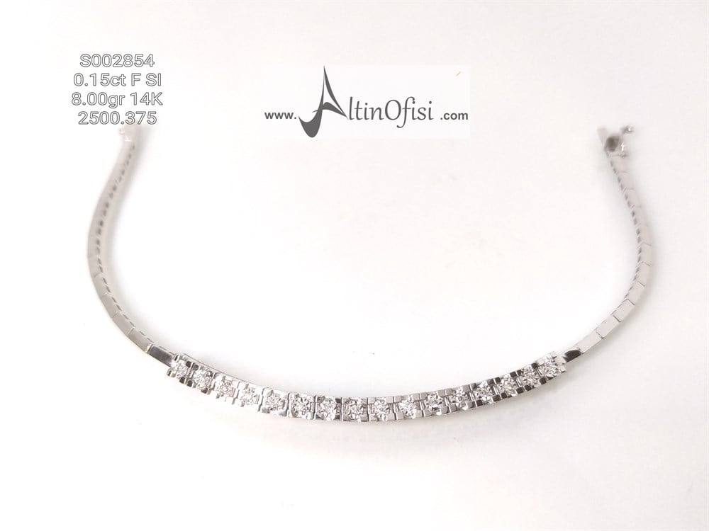 Suyolu Pırlanta Taşlı Bileklik 14K Altın