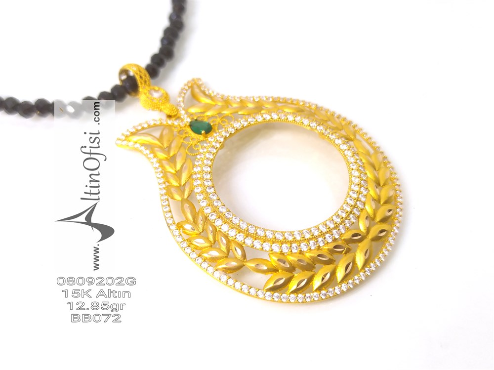 Tam Altın Çerçevesi Kolye 14 Ayar Altın