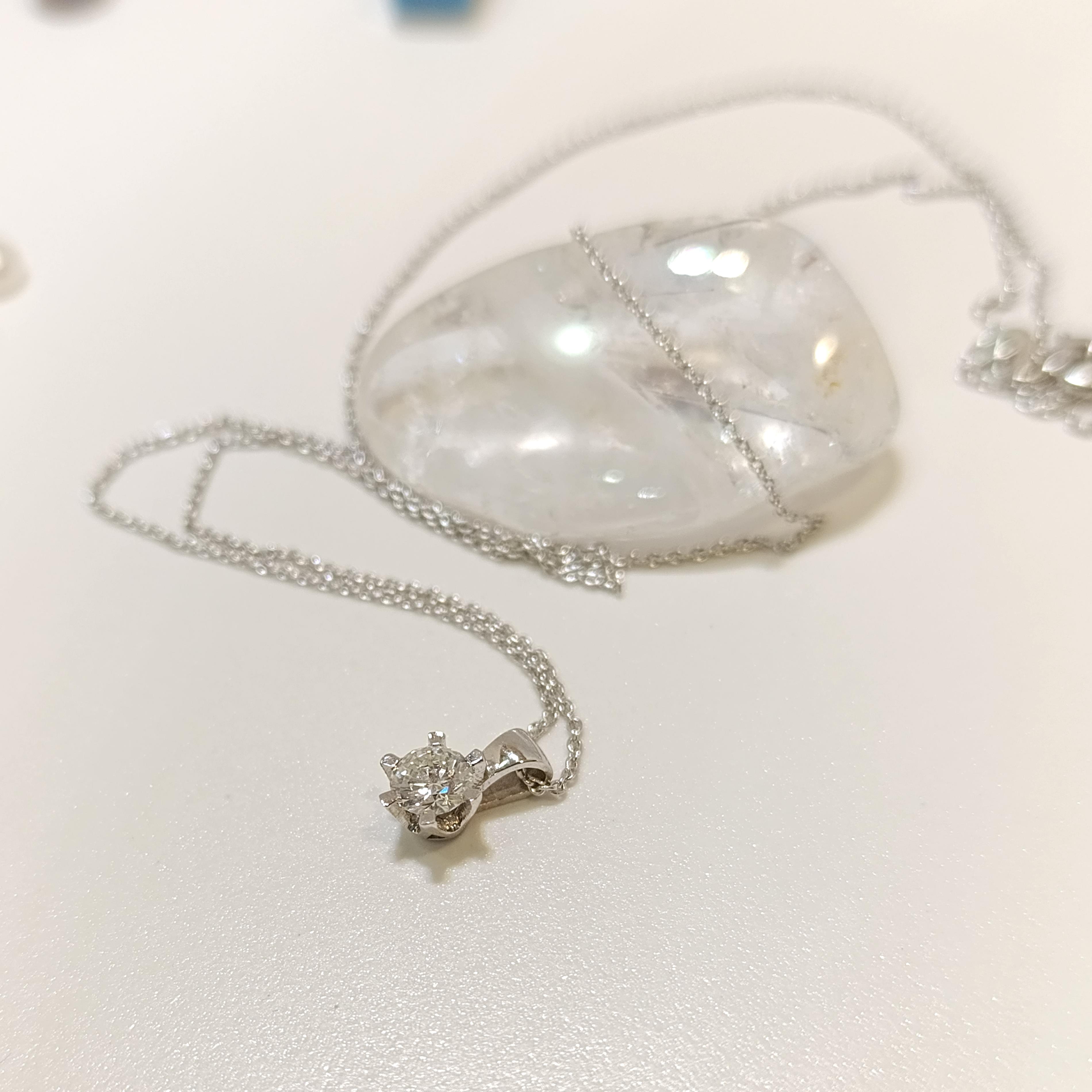 Tek Taş Pırlanta Kolye 14 Ayar Altın HD VİDEOLU