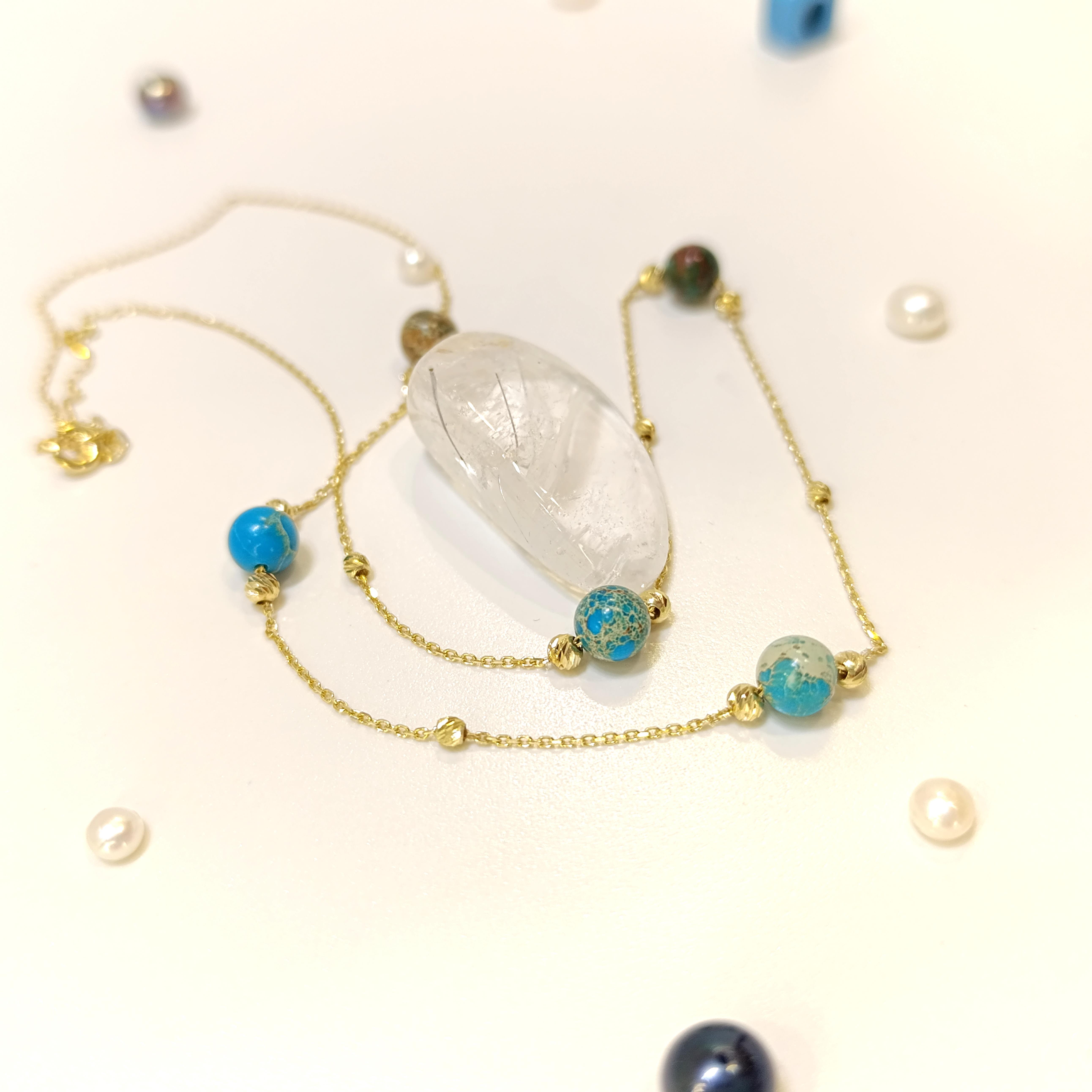 Varasit Taşlı Dorika Toplu Kolye 14 Ayar Altın HD VİDEOLU