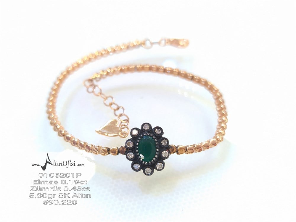 Zümrüt ve Elmas Taşlı Bileklik