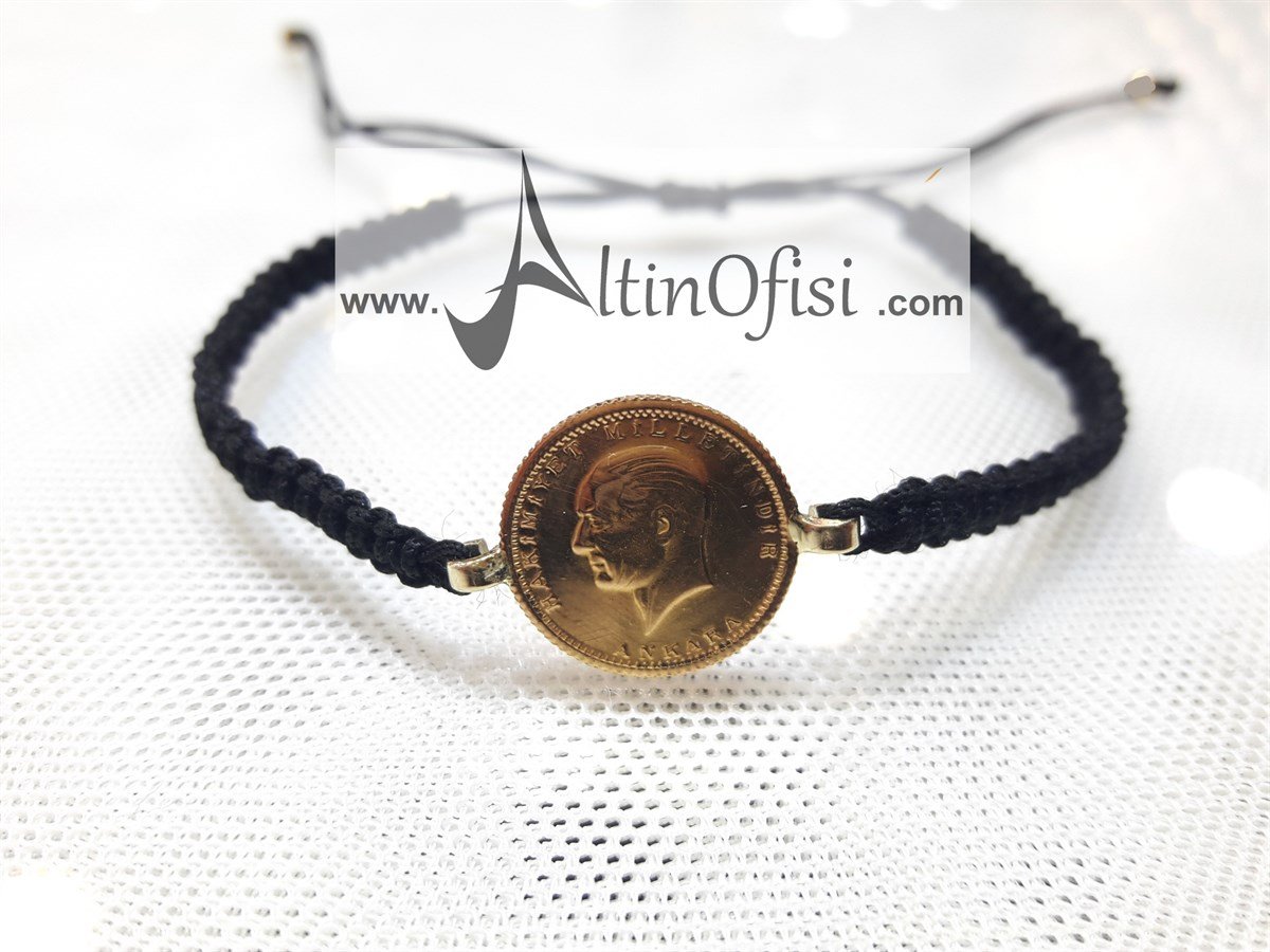 İpli Ata Çeyrek Bileklik SİYAH 22 Ayar altın
