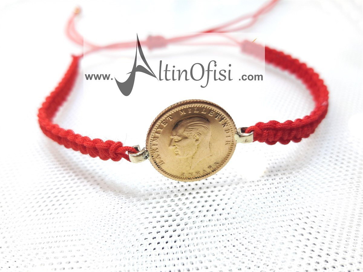 İpli Ata Çeyrek Bileklik KIRMIZI 22 Ayar altın