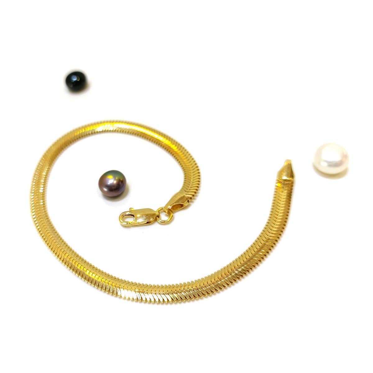 4.3mm Balık Sırtı Zincir Bileklik Künye 14 Ayar Altın HD VİDEOLU