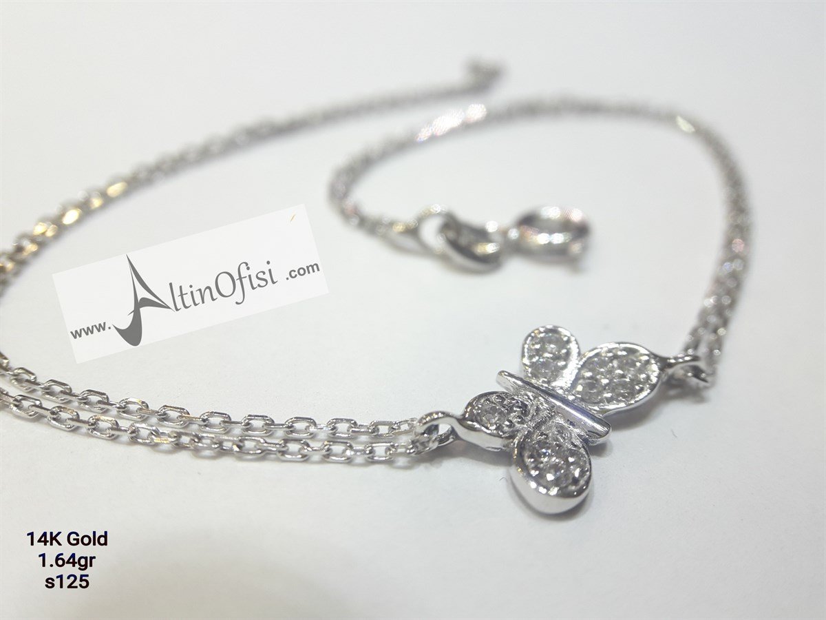 Beyaz Kelebek Künye 14 Ayar Altın
