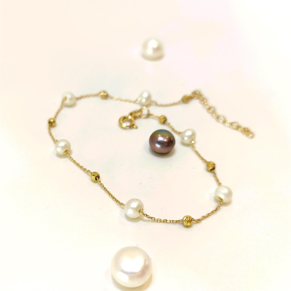 Dorika toplu İnci Bileklik Künye 14 Ayar Altın HD VİDEOLU