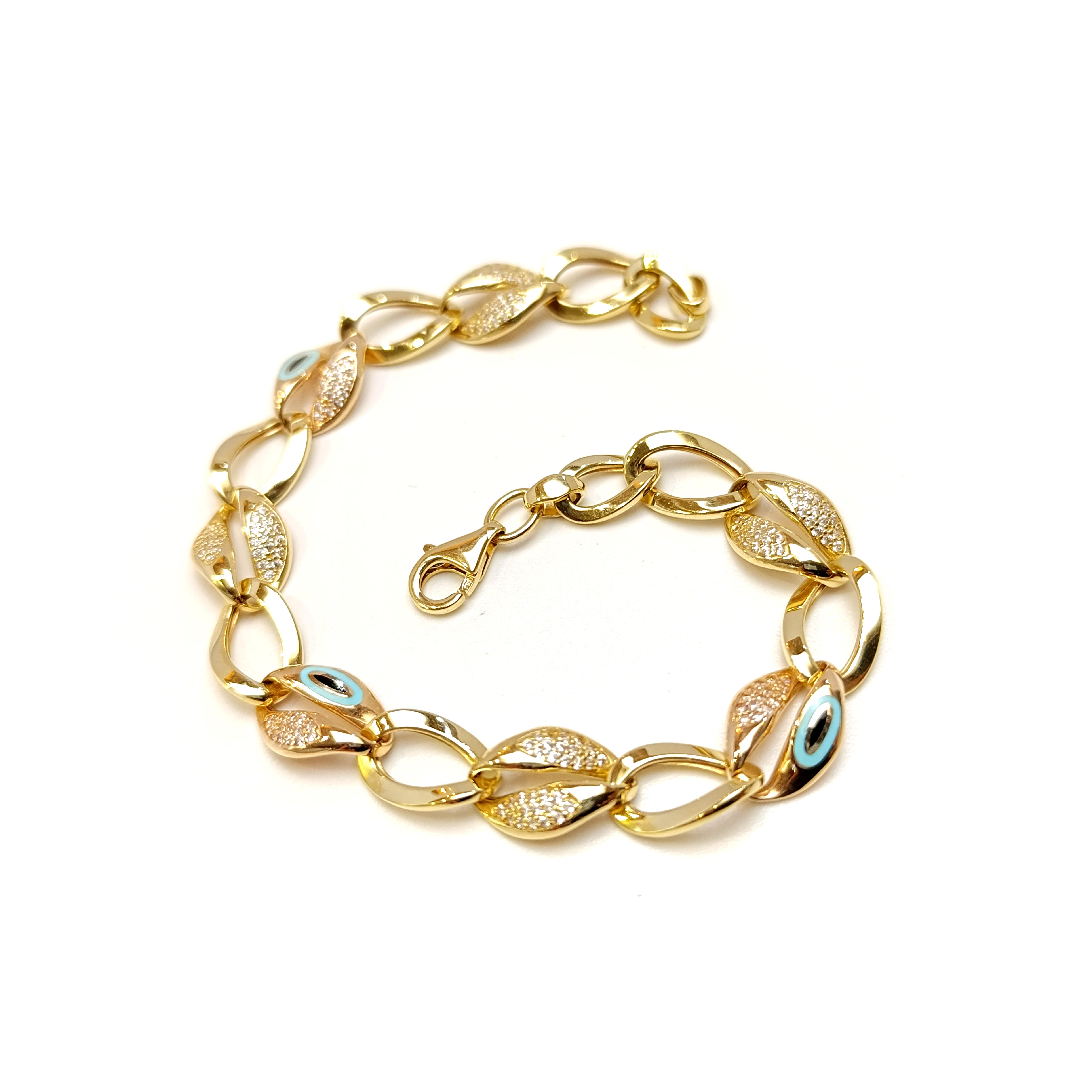 Mineli Göz Bileklik Künye 14 Ayar Altın HD VİDEOLU