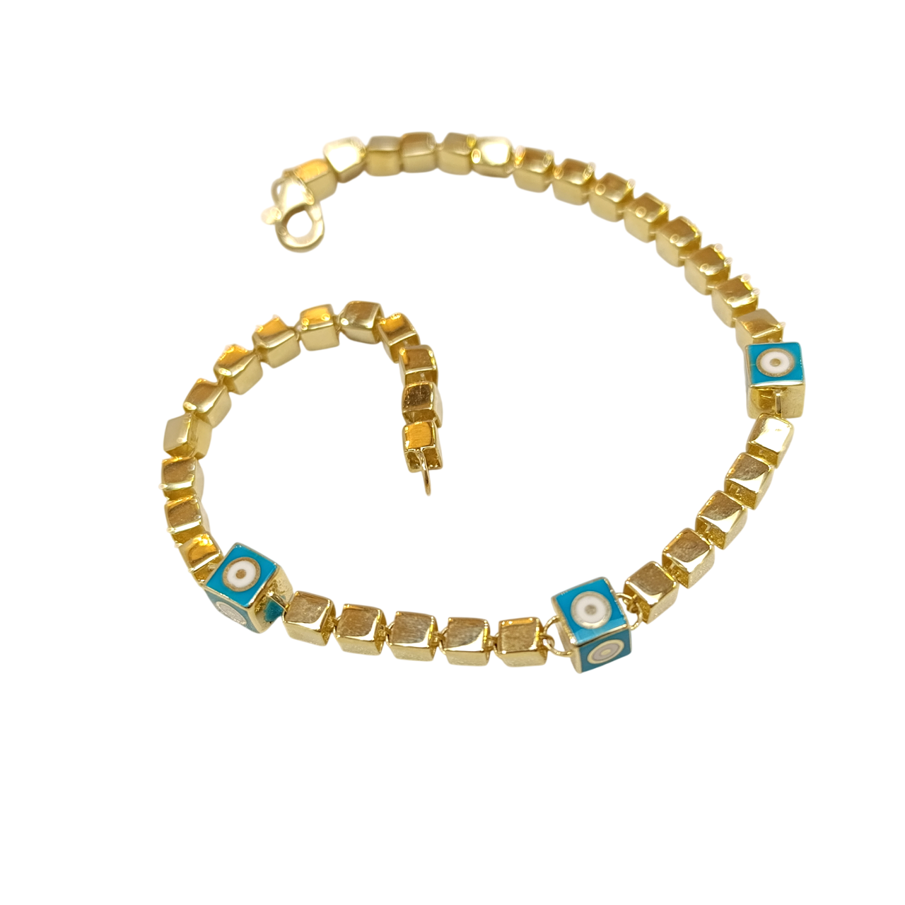 Mineli Küp Göz Bileklik Künye 14 Ayar Altın HD VİDEOLU