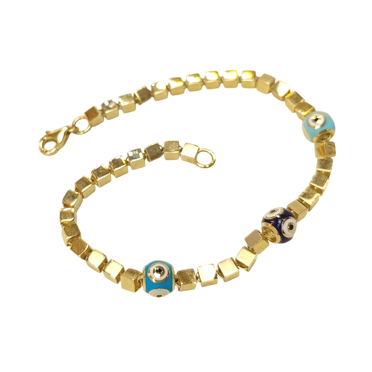 Mineli Küp Göz Bileklik Künye 14 Ayar Altın HD VİDEOLU