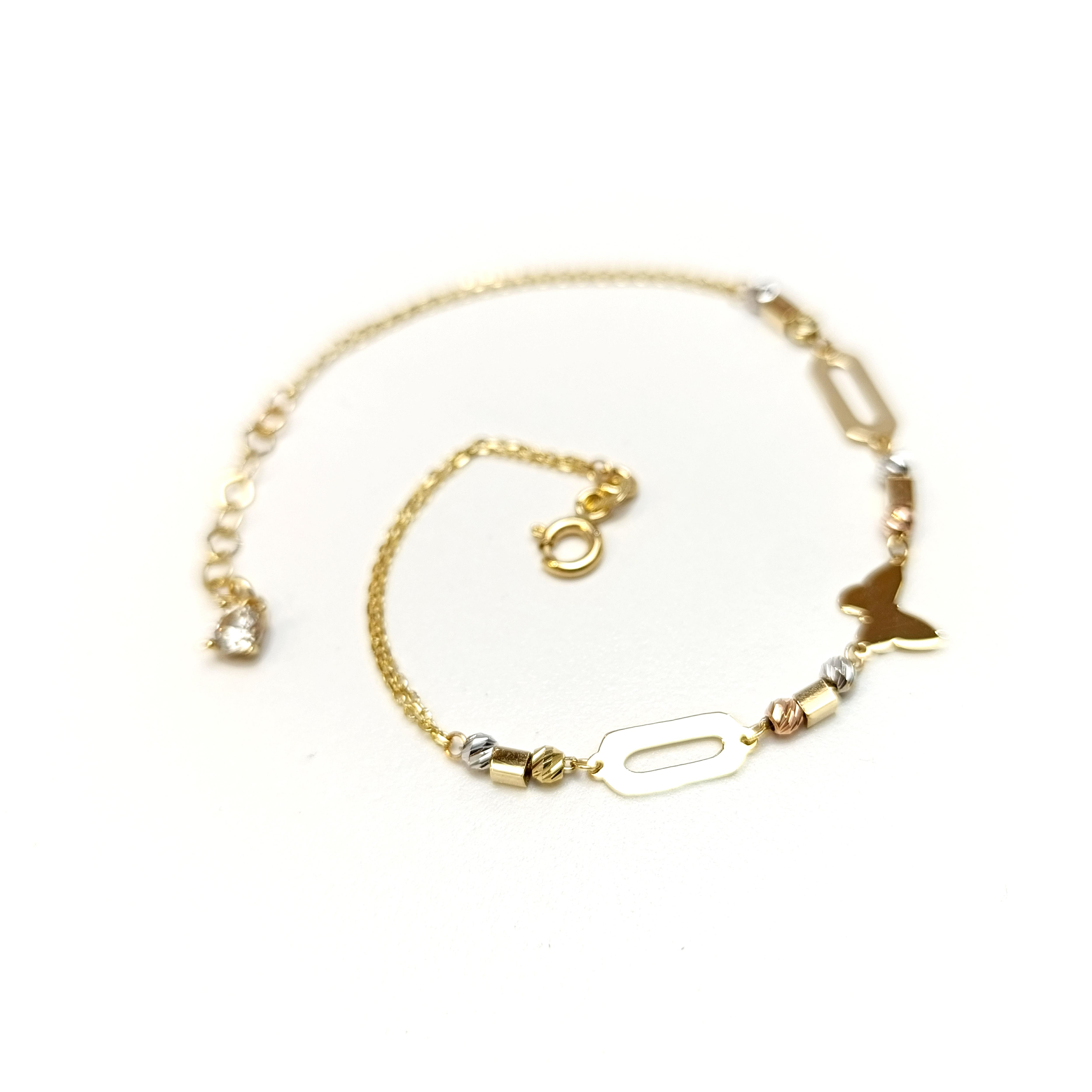 Pul Kelebek  Dorika Toplu Bileklik Künye 14 Ayar Altın HD VİDEOLU