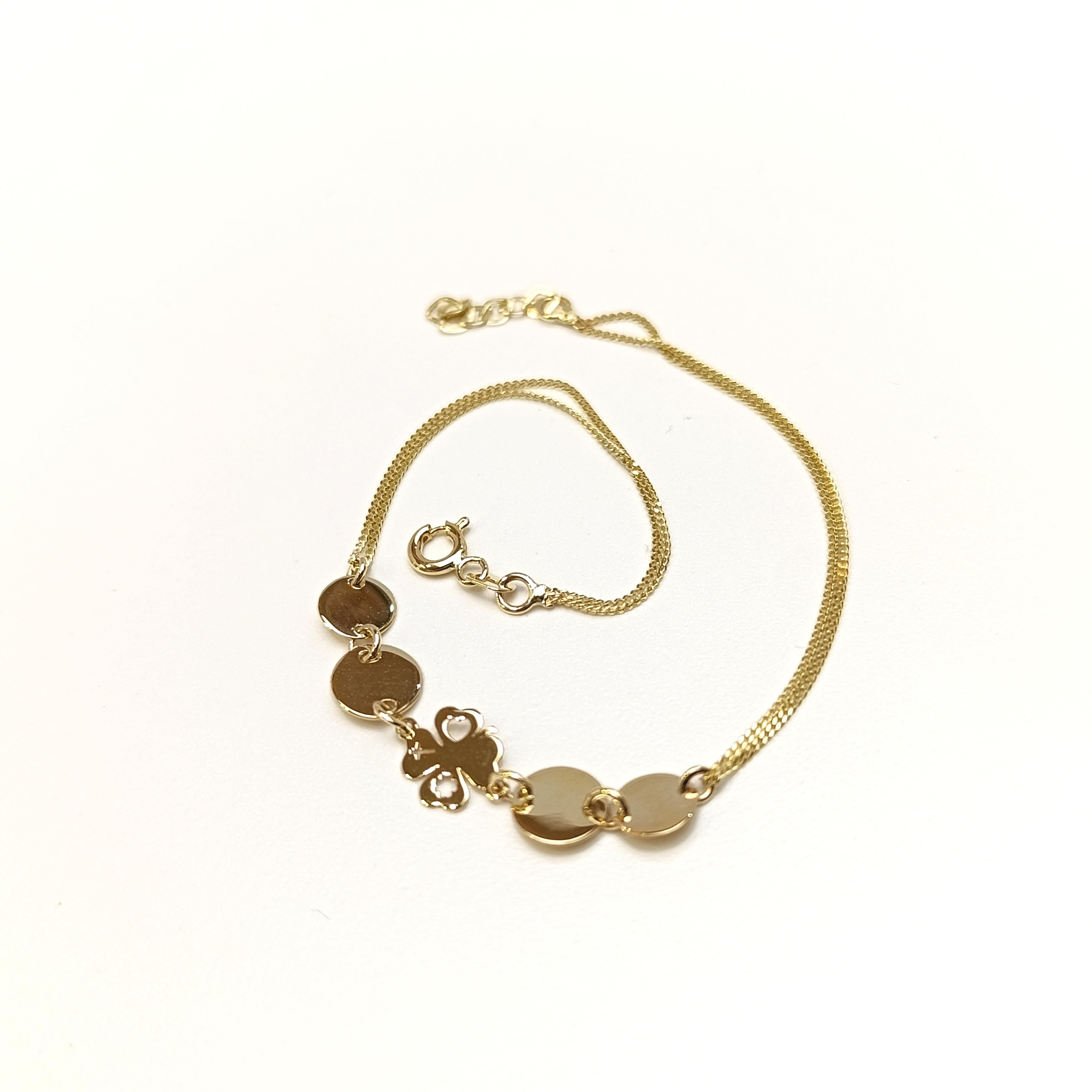 Pullu Yonca Bileklik Künye 14 Ayar Altın HD VİDEOLU