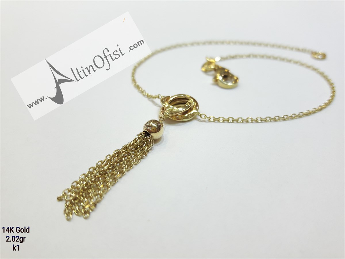 Püsküllü Künye 14 Ayar Altın