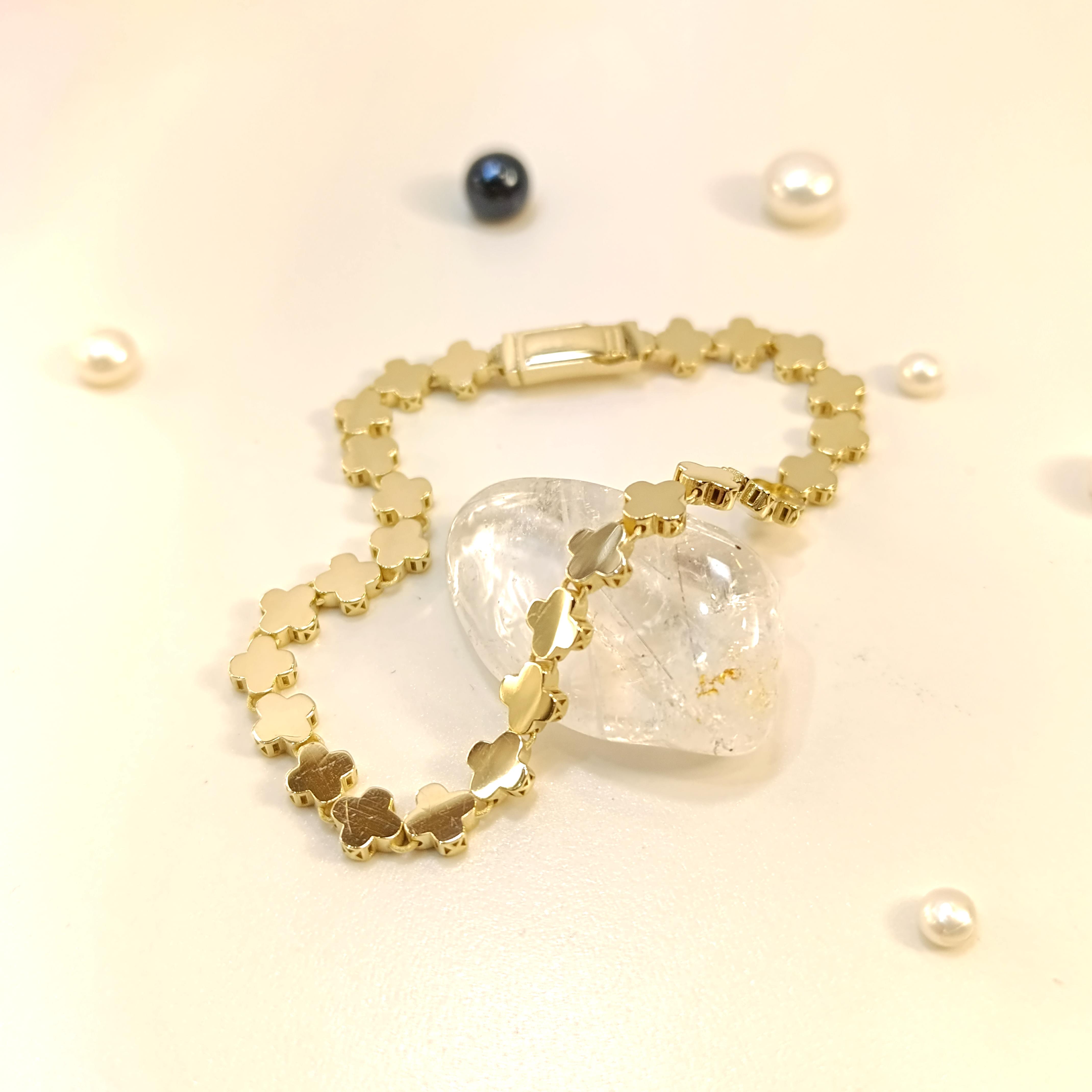 Yonca Zincir Bileklik Künye 14 Ayar Altın HD VİDEOLU