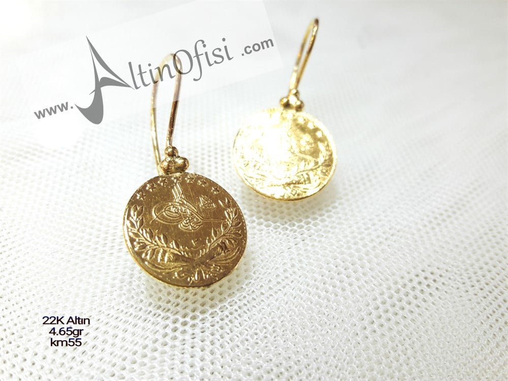 Reşat Çeyrekli Küpe 22 Ayar Altın 