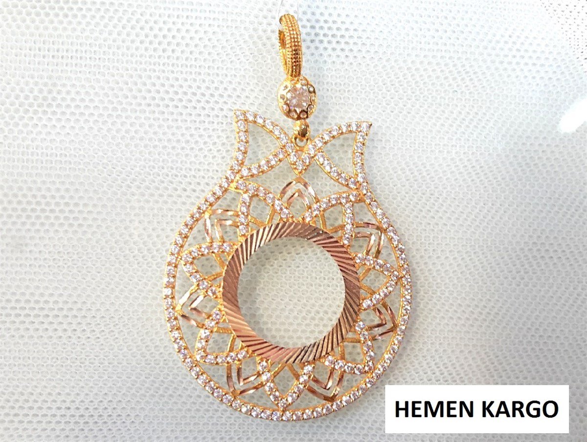 Lale Çeyrek Ziynet yada Ata Yarım Sikke için çerçeve Kolye 14 Ayar Altın