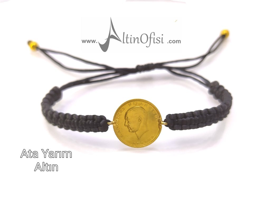 Atalira Yarım Altın Makrome Örgü Bileklik Ayar Altın
