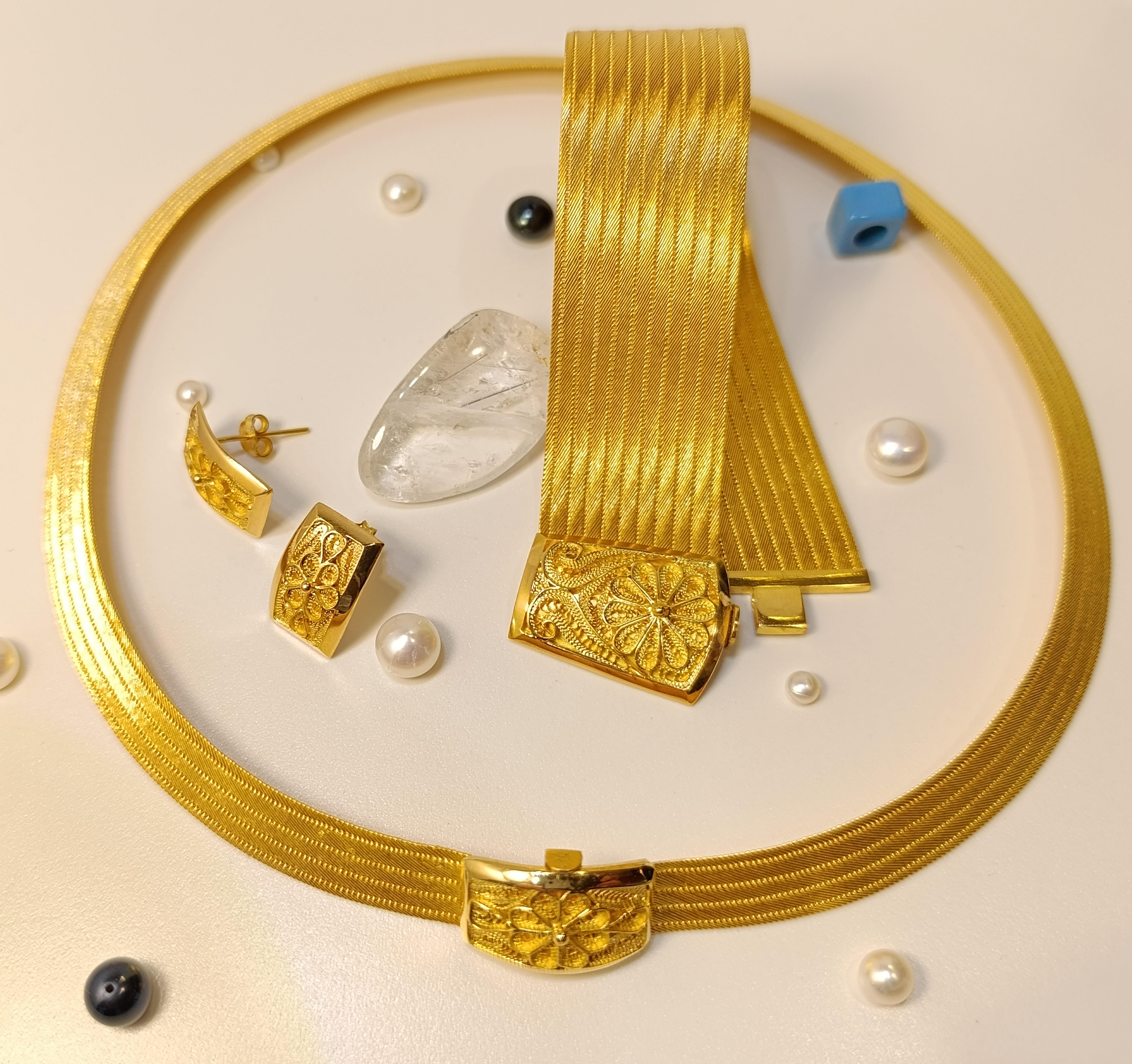 Telkare İşlemeli Trabzon Set Takım 22 Ayar Altın