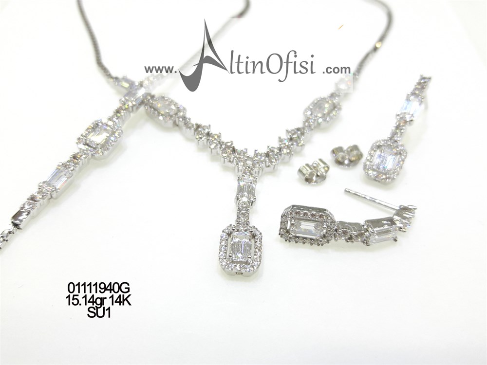 Baget Taşlı Set Takım 14 Ayar Altın 