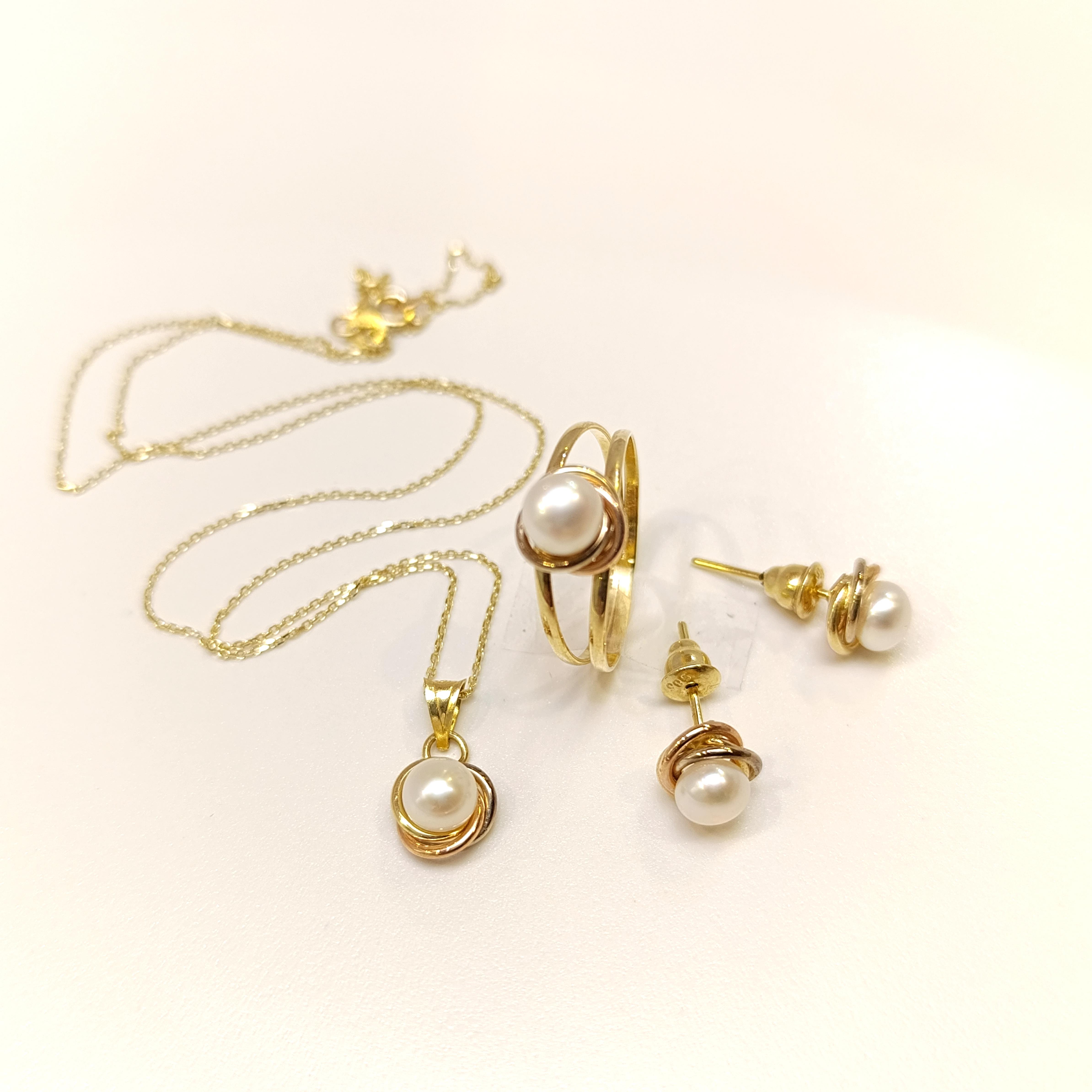 Olimpiyat İnci Taşlı Set Takım 14 Ayar Altın HD VİDEOLU