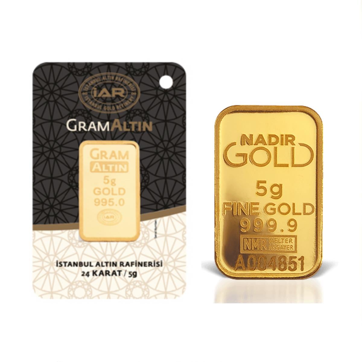 24 Ayar 5 Gram Külçe Altın 0,995 Milyem