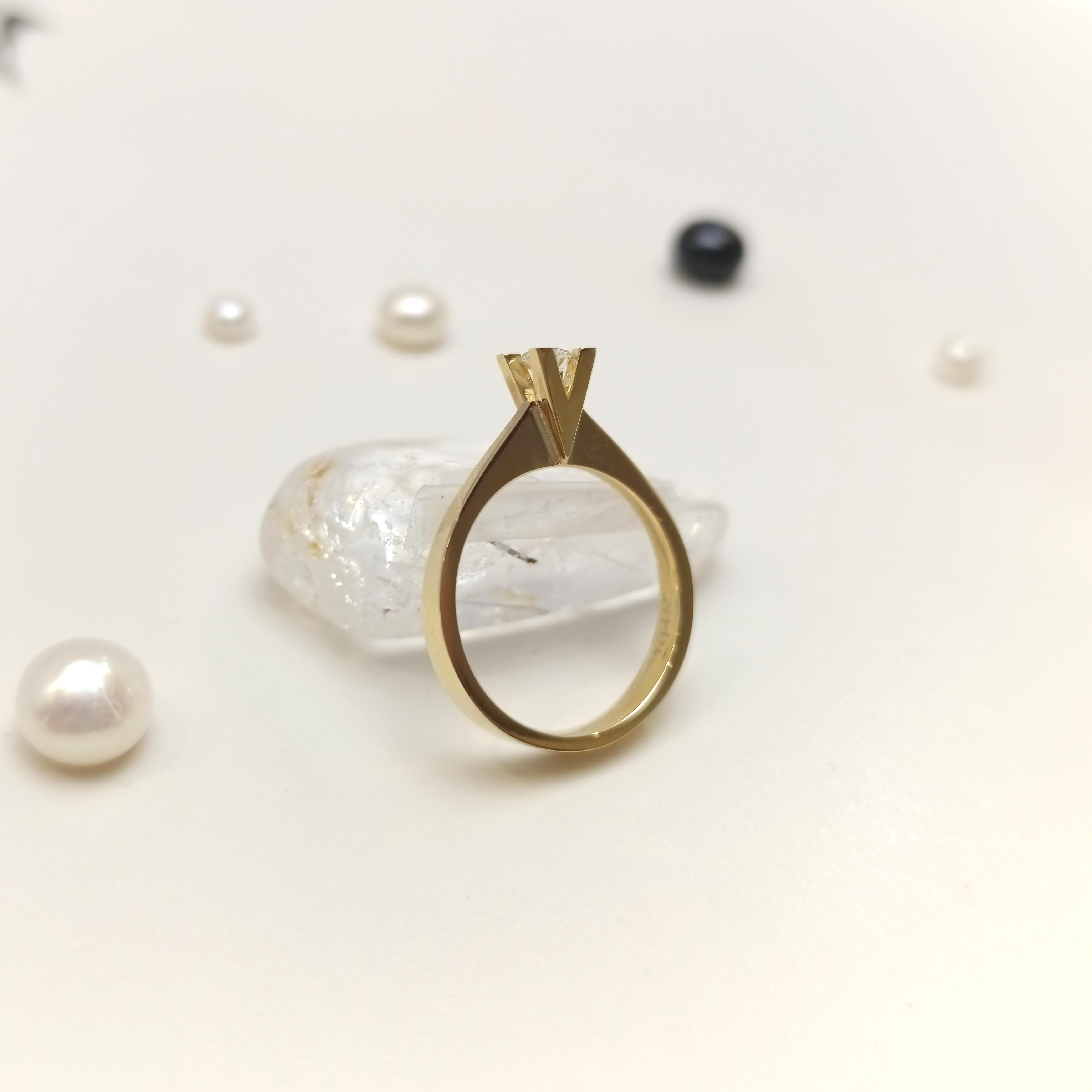 0.19ct I Color Pırlanta Tek Taş Yüzük 14 Ayar Altın HD VİDEOLU