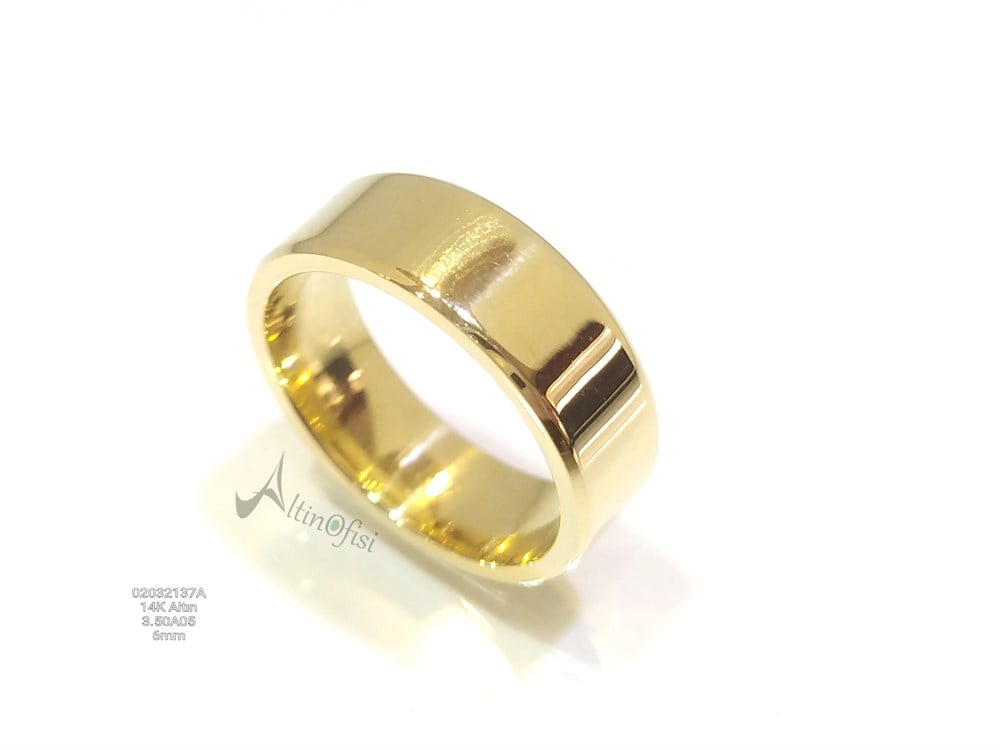 Düz Klasik Alyans 6 mm Genişlik 14 ayar altın