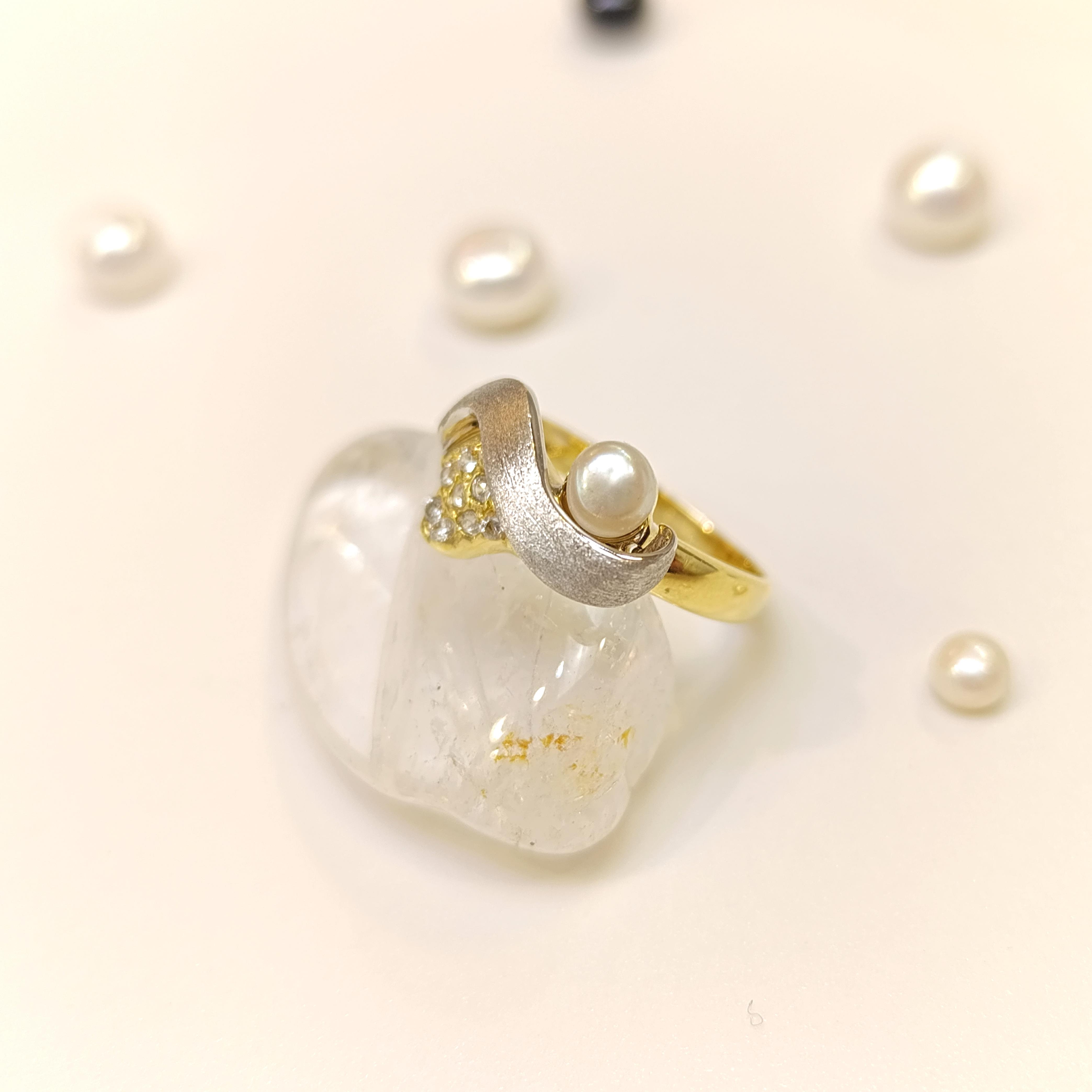 İnci Taşlı Yüzük 14 Ayar Altın HD VİDEOLU