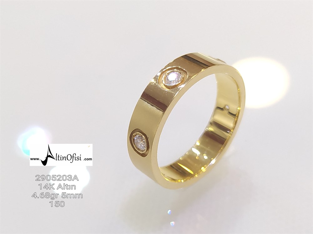 Taşlı Alyans 5 mm Genişlik 14 ayar altın
