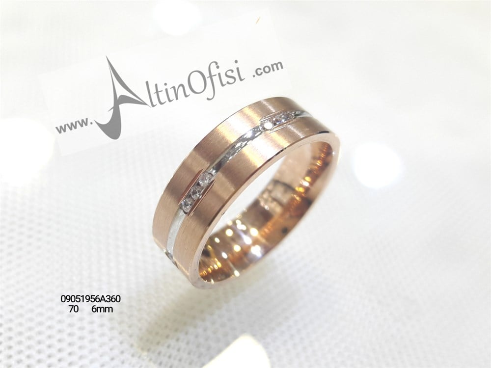 Taşlı Alyans 6 mm Genişlik 14 ayar altın