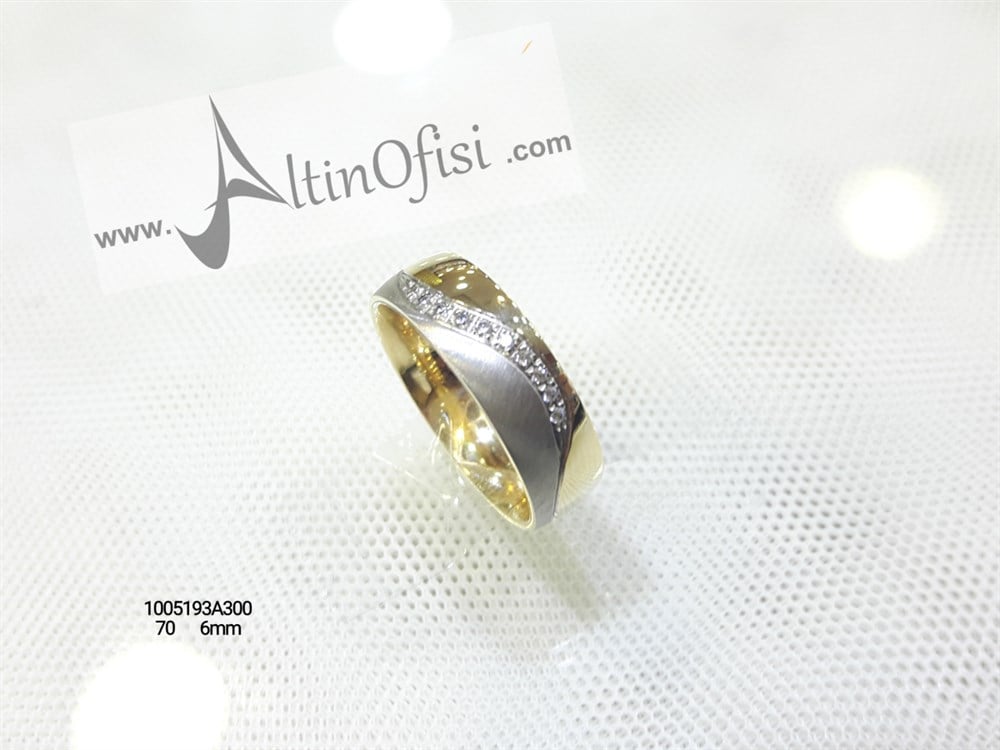 Taşlı Alyans 6 mm Genişlik 14 ayar altın