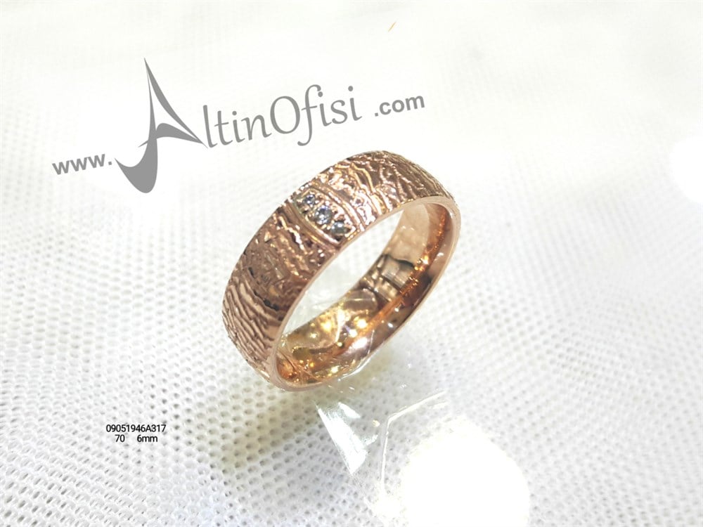 Taşlı Alyans 6 mm Genişlik 14 ayar altın