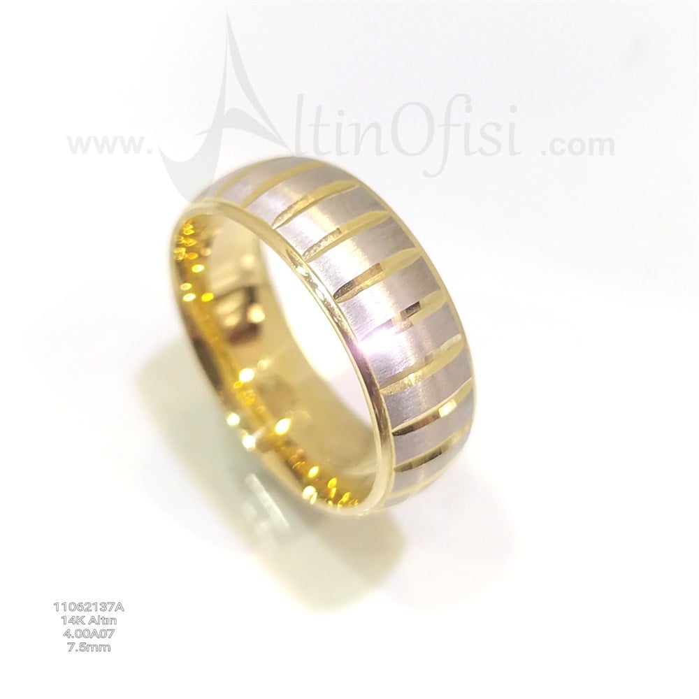 Taşlı Alyans 7.5 mm Genişlik 14 ayar altın