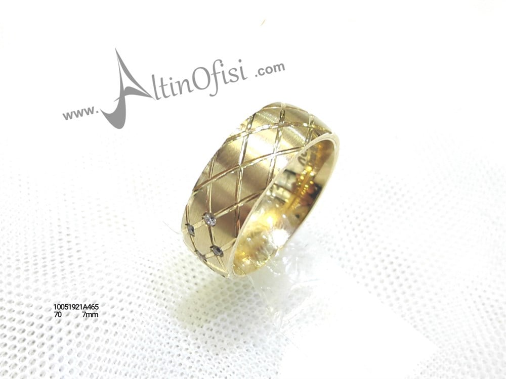Taşlı Alyans 7 mm Genişlik 14 ayar altın